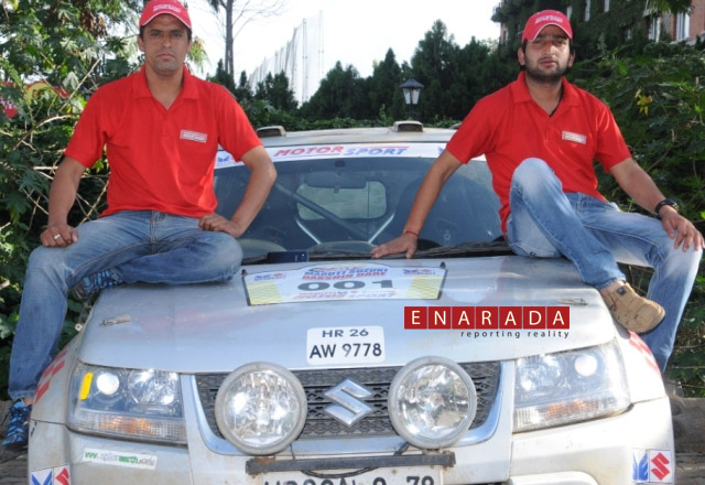 Suresh Rana and P Thakur with their Grand Vitara that won runners up