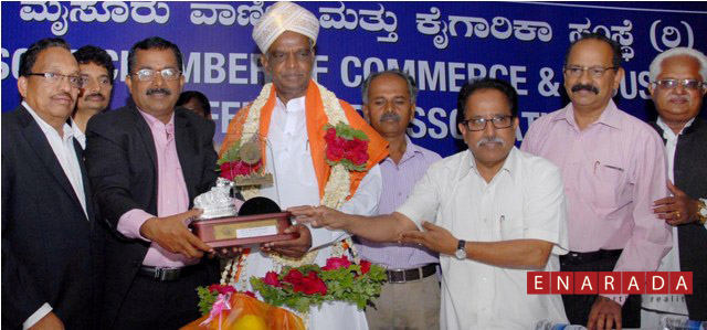 MCCI honouring  Mysore District in-charge minister V.Srinivasa Prasad ,today