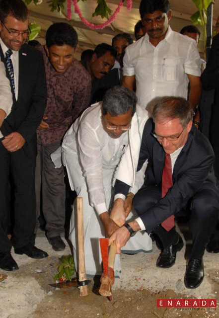 CM Siddaramaiah laid the foundation stone along with Dr. Steffen Berns, M D, Bosch Limited.