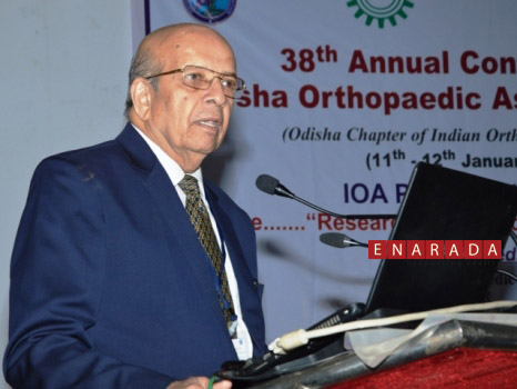 Padma Vibhusan Dr. K. H. Sancheti, noted joint replacement surgeon of Pune addressing The 38th Annual Conference of Odisha Orthopaedic Association & Eastern Zone Regional Orthopaedic Forum (EZROF) Conference was concurrently held at Kalinga Institute of Medical Sciences (KIMS)